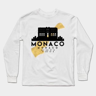 Monaco Monaco Skyline Map Art Long Sleeve T-Shirt